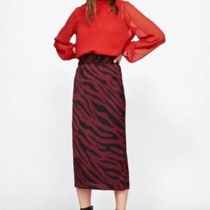 ZARA Zebra Print MIDI Pencil Skirt